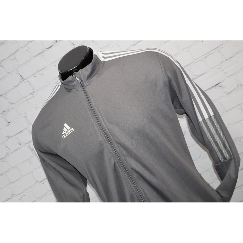 Adidas Track Jacket Mens XL Gray Full Zip Primegreen 3-Stripes AeroReady Gym